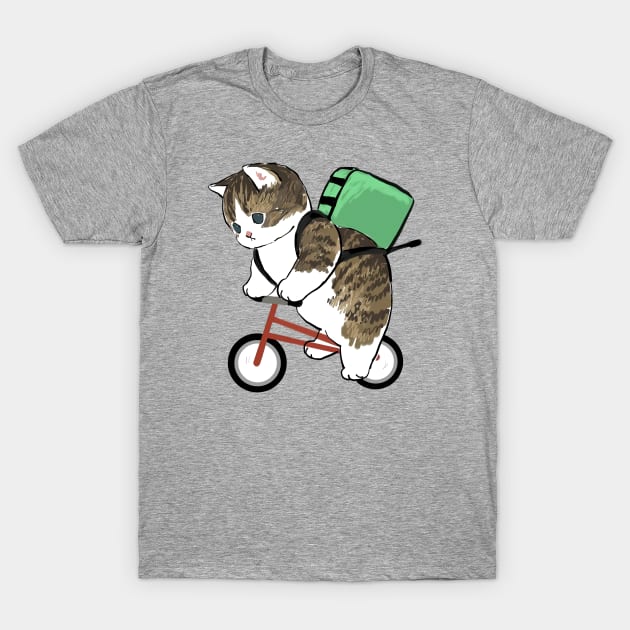 Cat Riding Bike T-Shirt by PAWPULOUS